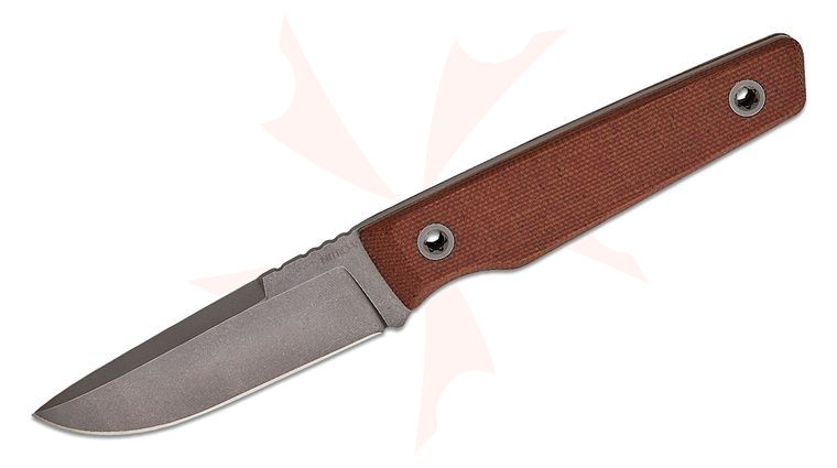 BIGiDESIGN USA Signal Pocket Fixed Blade Knife 3.375 inch Nitro-V Stonewashed Drop Point Blade, Natural Canvas Micarta Handles, Two Kydex Pocket Sheaths