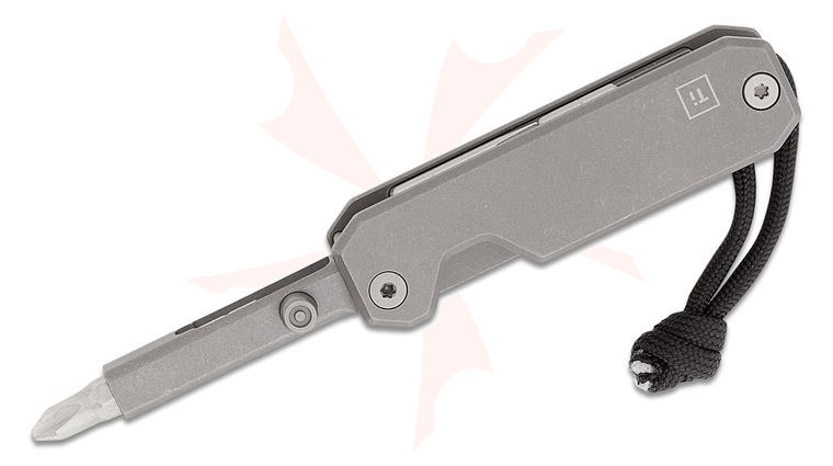 BIGiDESIGN Ti EDS II Frame Lock Folding Screwdriver, 3 inch Closed, Stonewashed Titanium Handles, Internal Rare Earth Magnets