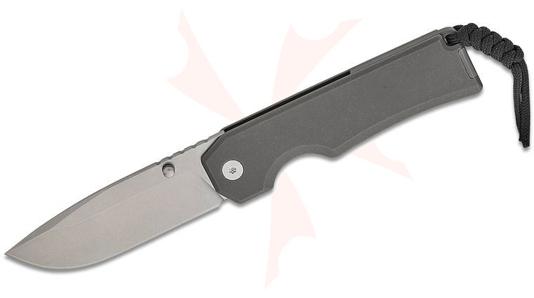 BIGiDESIGN Ti Pocket II Frame Lock Flipper Knife 3.25 inch M390 Stonewashed Drop Point Blade, Titanium Handles, Reversible Clip