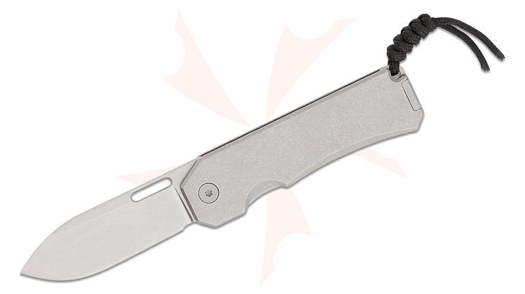 BIGiDESIGN Ti Pocket Frame Lock Folding Knife 2.8 inch S35VN Stonewashed Drop Point Blade, Titanium Handles, Reversible Clip