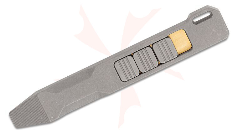 BIGiDESIGN Titanium Pry Bar, 4.5 inch Overall, Mini Stonewashed Titanium with Magnetic Fidget Blocks and Pocket Clip