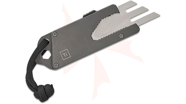 BIGiDESIGN TPT Slide EZ Swap Titanium Mini Pocket Tool, 3 inch Overall, Stonewashed Titanium, Black Leather Sheath