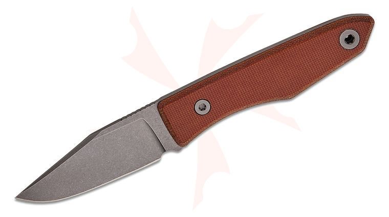 BIGiDESIGN USA Lookout Pocket Fixed Blade Knife 2.56 inch CPM-MagnaCut Stonewashed Clip Point Blade, Natural Canvas Micarta Handles, Two Kydex Pocket Sheaths