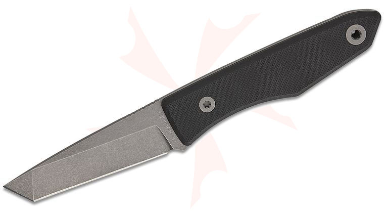 BIGiDESIGN USA Lookout Pocket Fixed Blade Knife 2.625 inch CPM-MagnaCut Stonewashed Tanto Blade, Black G10 Handles, Two Kydex Pocket Sheaths