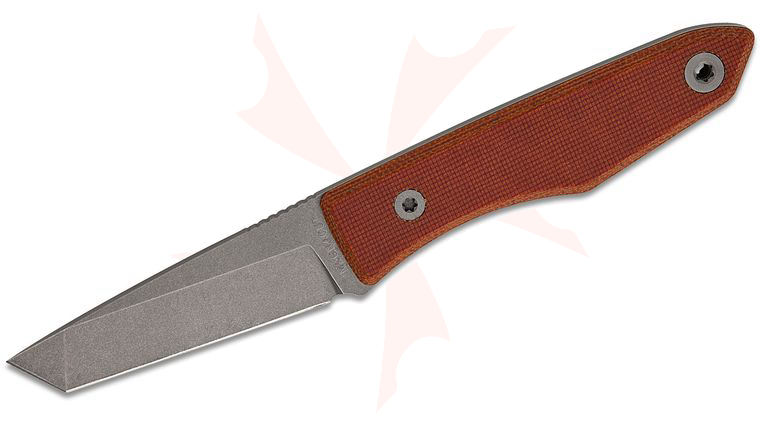 BIGiDESIGN USA Lookout Pocket Fixed Blade Knife 2.625 inch CPM-MagnaCut Stonewashed Tanto Blade, Natural Canvas Micarta Handles, Two Kydex Pocket Sheaths