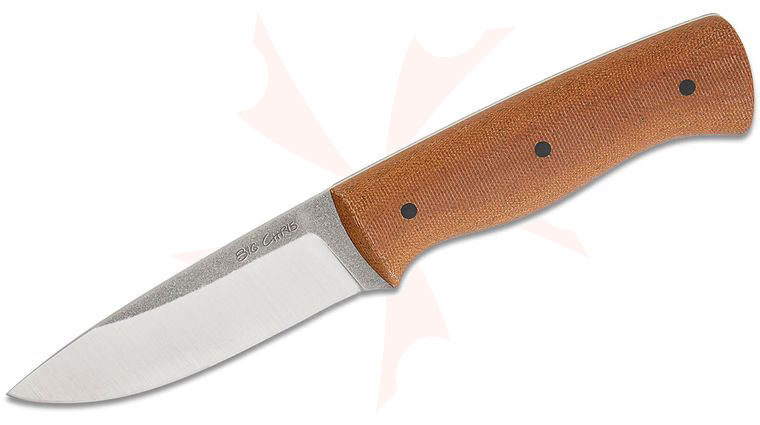 Big Chris Custom Knives Gup Fixed Blade Knife 4.375 inch MagnaMax Drop Point Blade, Natural Canvas Micarta Handles with Black Micarta Pins, Kryptek Kydex Sheath