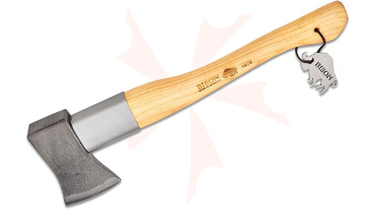 Bison 1879 Hand Forged Splitting Hatchet, 20.5 inch Overall, Hickory Handle, Leather Sheath