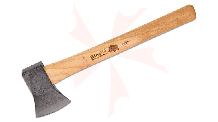 Bison 1879 Hand Forged Throwing Hatchet, 16.5 inch Overall, Hickory Handle, Leather Sheath