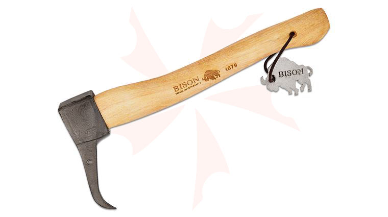 Bison 1879 Hand Forged Hookaroon/Sapie Hatchet, 15 inch Overall, Hickory Handle, No Sheath