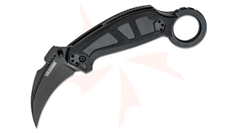BLACKHAWK! Garra 3 Folding Karambit Knife 2.75 inch D2 Black Hawkbill Blade, Black G10 Handles
