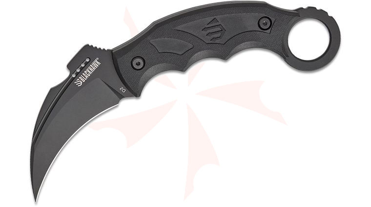 BLACKHAWK! Garra Karambit Fixed Blade Knife 3.38 inch D2 Black Hawkbill Blade, Black Zytel Handles, Conceal Carry Kydex Sheath