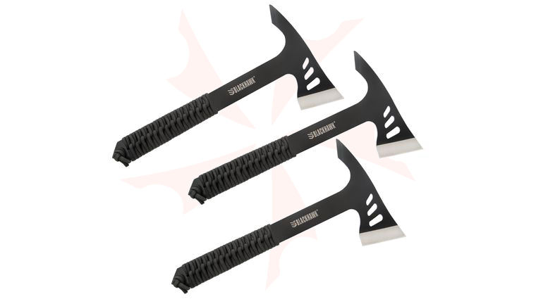 BLACKHAWK! Direct Hawk 3-Piece Throwing Tomahawk Set 10.5 inch Overall, Black Paracord Handles, Ballistic Nylon Sheath