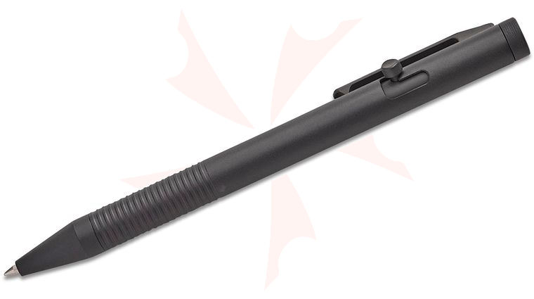 BLACKHAWK! Bolt Action Roller Ball Ink Pen, 5 inch Overall, Black Anodized Titanium, Blue Gel Ink