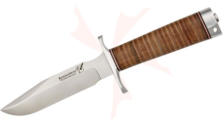 Blackjack Classic Model 5 Fixed 5-1/2 inch Blade, Stacked Leather Handles