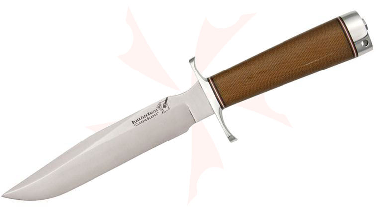 Blackjack Classic Model 7 Fixed 7 inch Blade, Brown Micarta Handles with Pommel