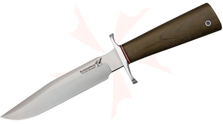 Blackjack Classic Model 7 Fixed 7 inch Blade, Green Canvas Micarta Saber Handles