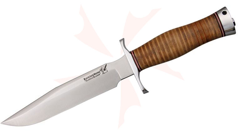Blackjack Classic Model 7 Fixed 7 inch Blade, Stacked Leather Handle with Pommel