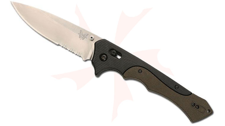 Benchmade Rukus&trade; 4.25 inch Satin S30V Combo Edge, Micarta/G10 Handles