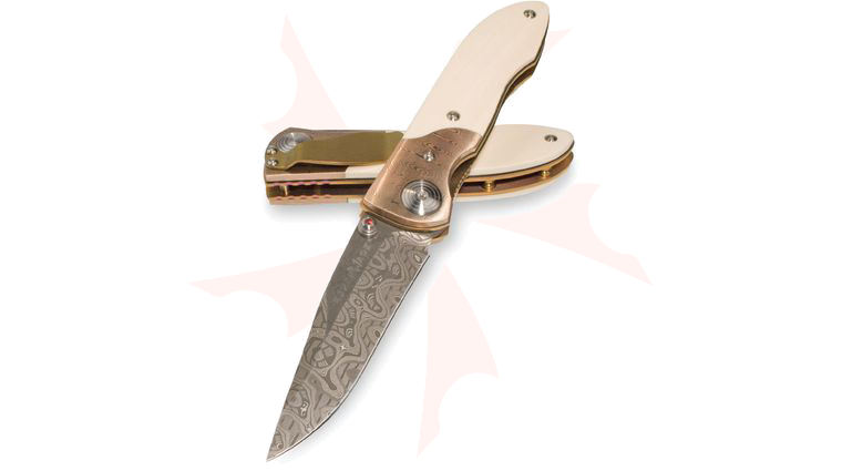 Benchmade Gold Class 690-101, 3.26 inch Damascus Blade, Mammoth Ivory Handles