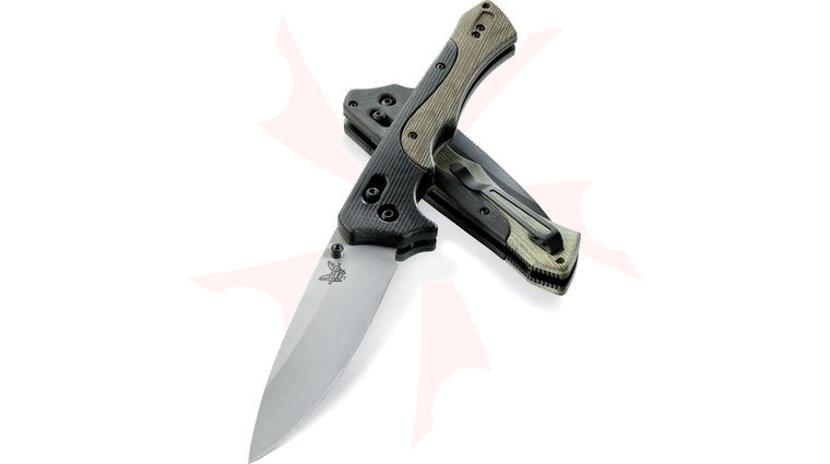 Benchmade Rukus&trade; 4.25 inch Satin S30V Plain Edge, Micarta/G10 Handles