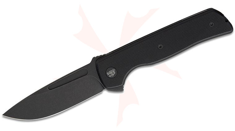 Bob Terzuola ATCF Lite Liner Lock Flipper Knife 2.88 inch Nitro-V Black Drop Point Blade, Black G10 Handles