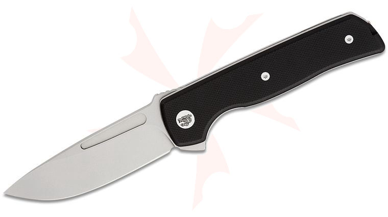 Bob Terzuola ATCF Lite Liner Lock Flipper Knife 2.88 inch Nitro-V Stonewashed Drop Point Blade, Black G10 Handles