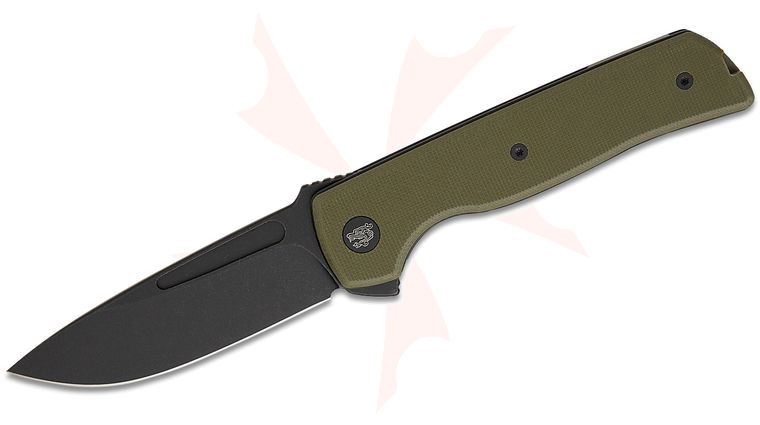 Bob Terzuola ATCF Lite Liner Lock Flipper Knife 2.88 inch Nitro-V Black Drop Point Blade, Green G10 Handles