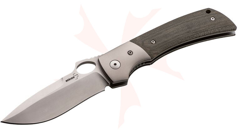 Boker Plus Squail Folding Knife 4 inch 440C Stonewash Blade, Green Micarta Handles