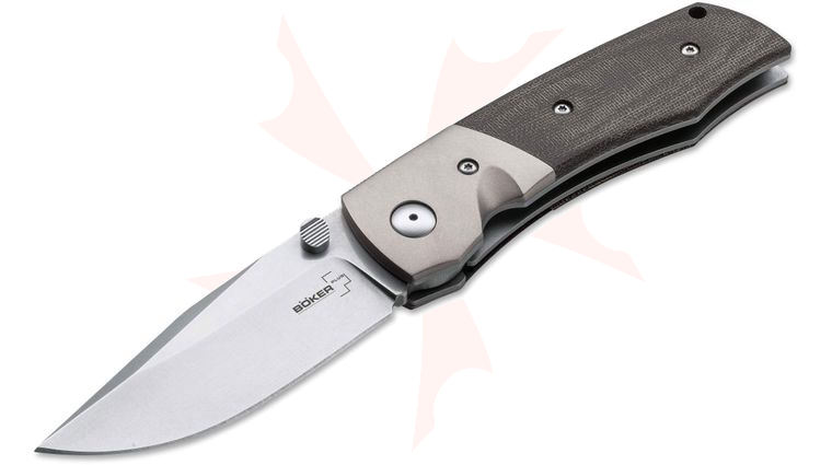 Boker Plus Bullpup Folding Knife 3.25 inch VG10 Stonewash Blade, Micarta Handles