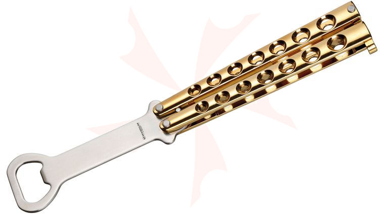 Boker Magnum Balisong Butterfly Style Bottle Opener, Gold