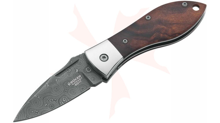 Boker 2011 Annual Damascus Collectors Folding Knife 2-5/8 inch Damascus Blade, Ironwood Handles