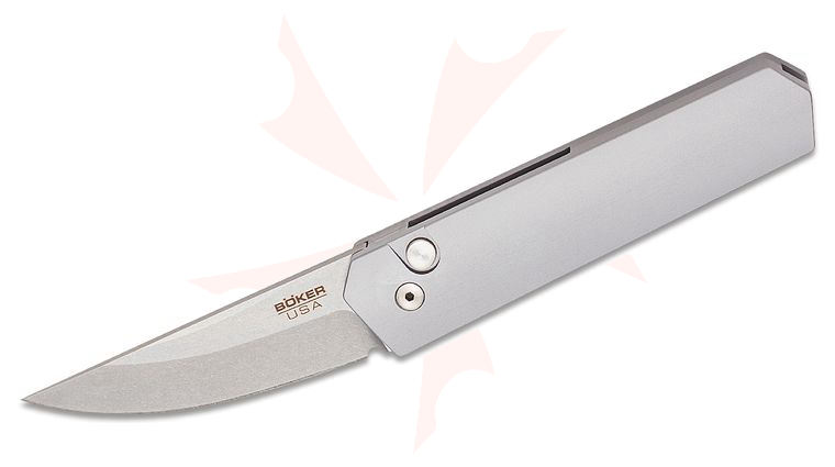 Boker Plus/Pro-Tech USA-Made Burnley Kwaiken Compact AUTO Folding Knife 3 inch 154CM Stonewashed Blade, Silver Aluminum Handles