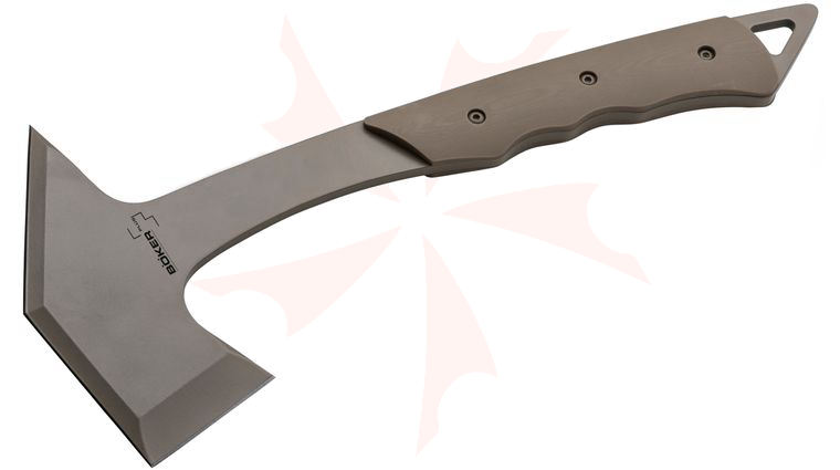 Boker Plus Carnivore Tomahawk 14.25 inch Overall, Tan G10 Handles, Kydex Sheath