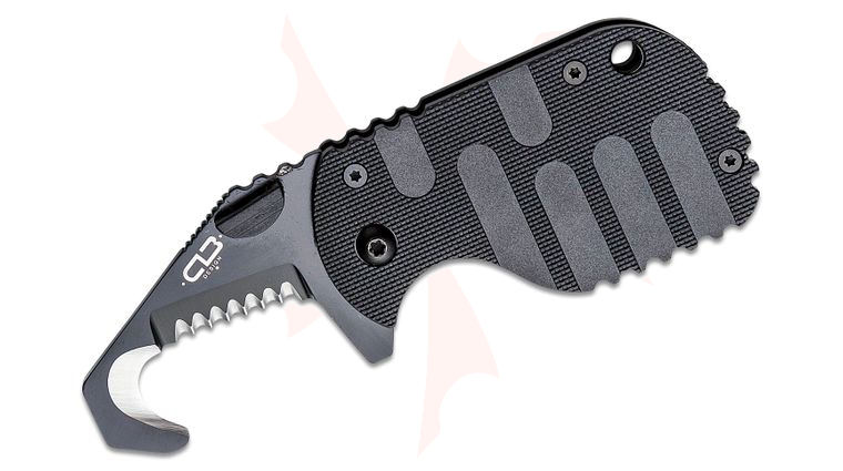 Boker Plus CLB Rescom 2.0 Folding Rescue Hook Knife 2.09 inch Black Blade, Black Zytel Handles