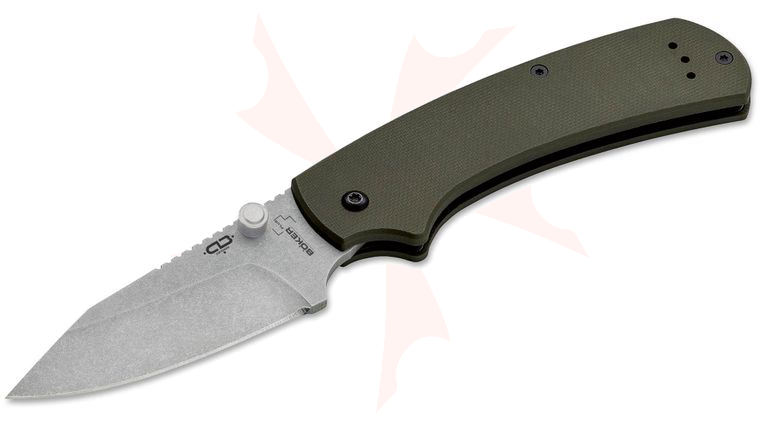 Boker Plus CLB XS Slipjoint Folding Knife 3 inch Clip Point Blade, OD Green G10 Handles