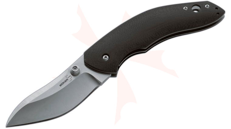 Boker Plus Jens Anso Whale Folding Knife 3 inch Plain Blade, Black G10 Handles (01BO620)