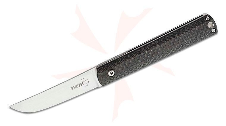 Boker Plus Kansei Matsuno Wasabi Front Flipper Knife 2.88 inch Satin Blade, Carbon Fiber Handles