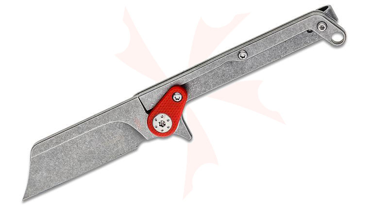Boker Plus Fragment Slipjoint Folding Knife 2.16 inch Dark Stonewashed Sheepsfoot Blade, Dark Stonewashed Steel Handles with Red G10 Scale