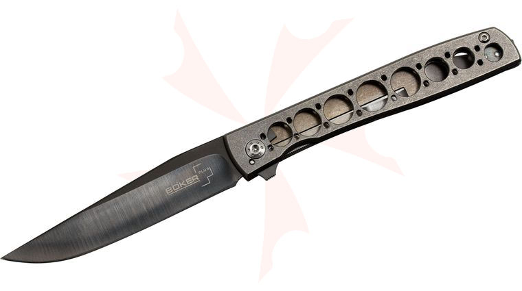 Boker Plus Urban Trapper Folding Knife 3-1/2 inch VG10 Black Blade, Titanium Handles (01BO731), KC Exclusive