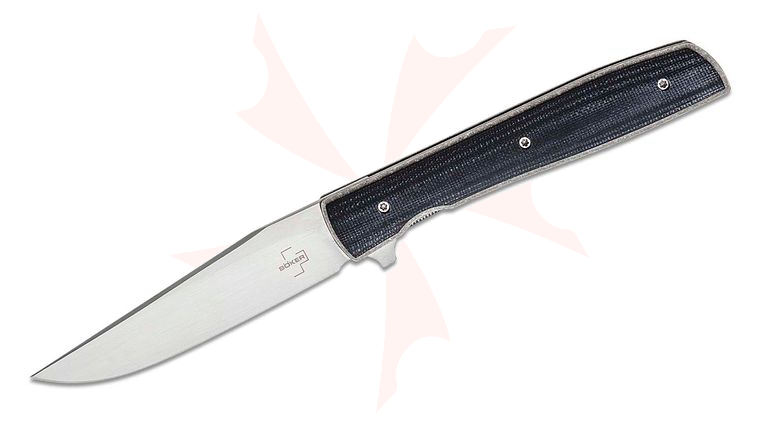 Boker Plus Brad Zinker Urban Trapper Flipper 3.43 inch VG10 Satin Plain Blade, Black G10 Handles