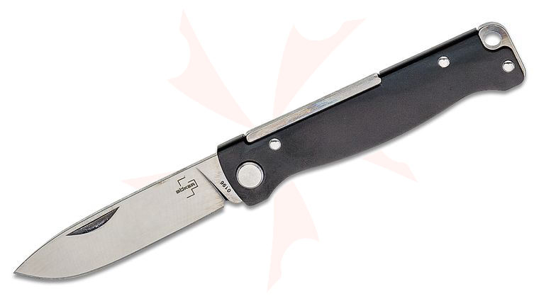 Boker Plus Atlas Pocket Knife 2.64 inch Stainless Steel Blade, Black Stainless Steel Handle