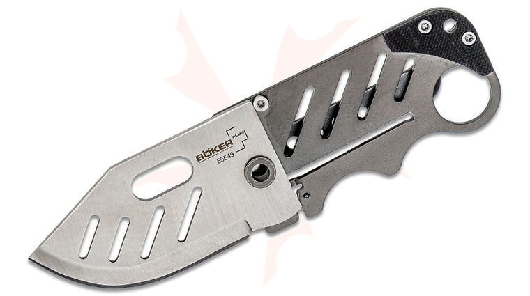 Boker Plus John Kubasek Credit Card Knife 2.25 inch Satin Blade, Gray Titanium Handle with G10 End