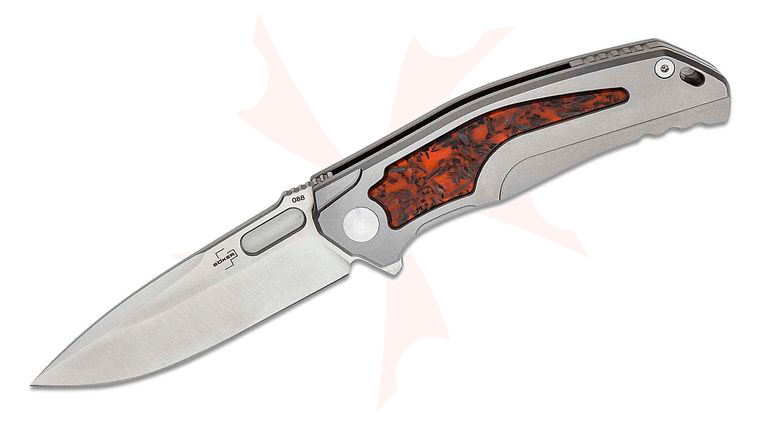 Boker Plus Burnley Aphex Mini Flipper Knife 2.99 inch VG-10 Satin Drop Point Blade, Titanium Handles with Black/Red Carbon Fiber Inlays