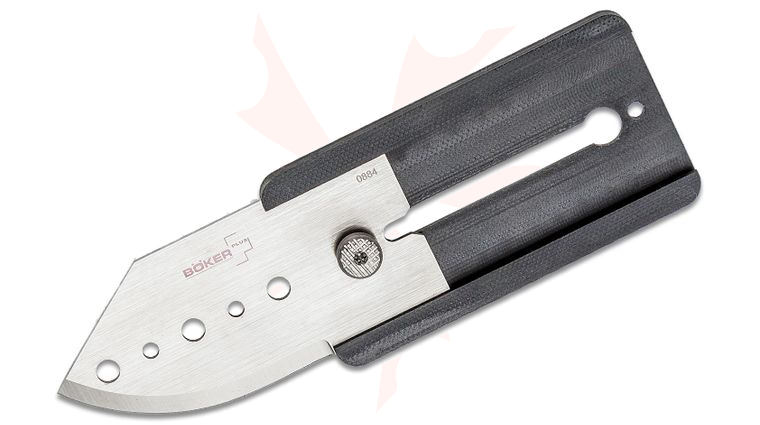 Boker Plus John Kubasek Slyde-R Credit Card Push Button Slide Knife 2.25 inch Satin Blade, Black G10 Handle (NOT an Automatic)