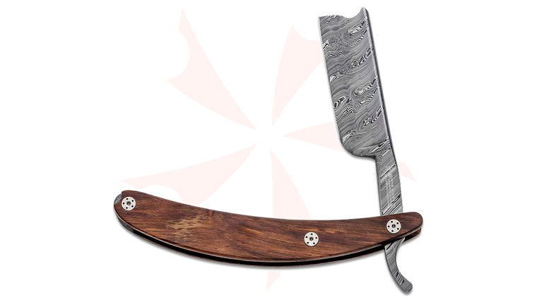 Boker Master Cutter Straight Razor 8/8 inch Damascus Blade, Barbers Notch, Desert Ironwood Handles