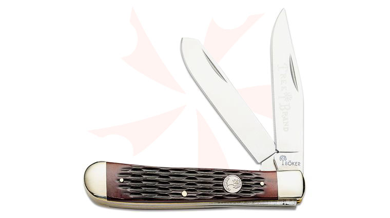 Boker Traditional Series 2.0 Trapper, Jigged Brown Bone Handles D2 Blade with Nickel Silver Bolsters, 4.25 inch Closed