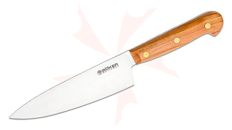 Boker Cottage-Craft Small Chef's Knife 6.5 inch C75 Carbon Steel Satin Blade, Plum Wood Handles