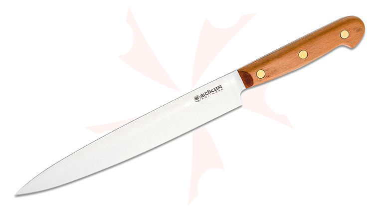 Boker Cottage-Craft Carving Knife 8.66 inch C75 Carbon Steel Satin Blade, Plum Wood Handles