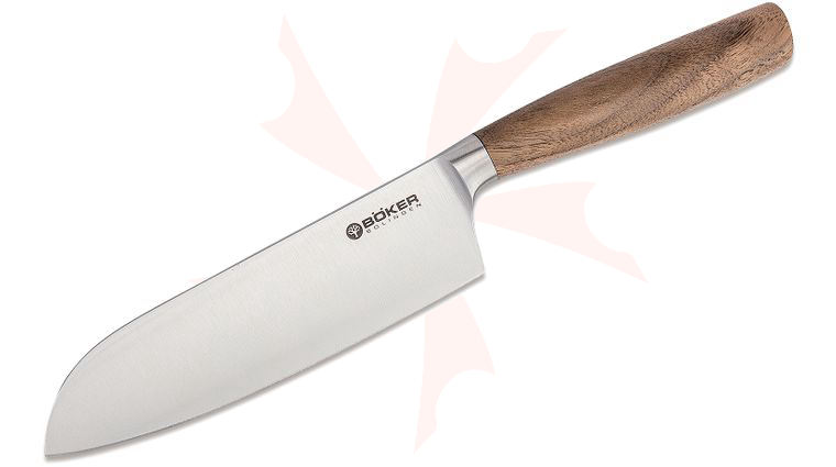 Boker Core Santoku Knife 6.63 inch Blade, Walnut Wood Handle