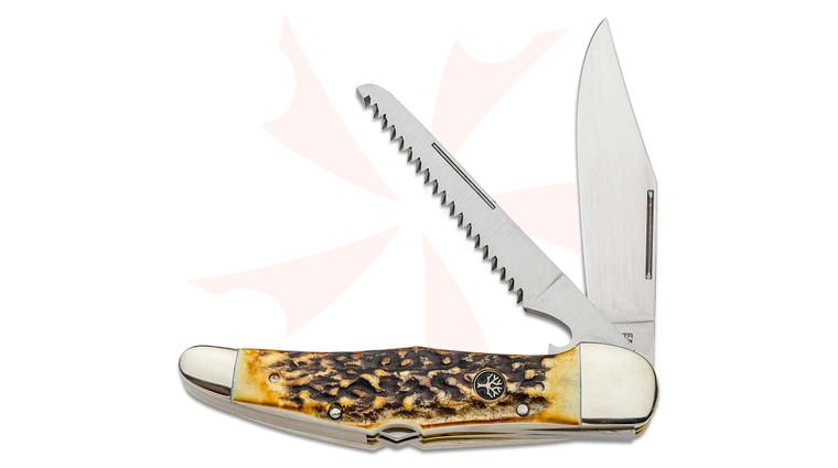 Boker Folding Hunting Knife 5.25 inch Closed, Stag Handles